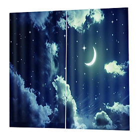 Night Sky Print Living Room Window Drapes 2 Panel Set MACHINE WASHABLE