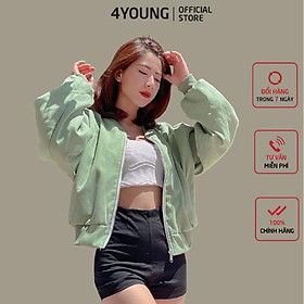 Áo khoác bomber nữ croptop dang lửng