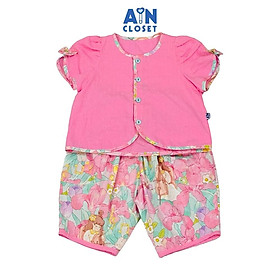 Bộ quần áo Lửng bé gái họa tiết Bé Đàn Hồng cotton hạt - AICDBGZ5XPSJ - AIN Closet