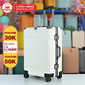 Vali khung nhôm khóa sập size 20/24, bịt 4 góc kim loại KS-051