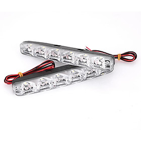 Bộ 2 Đèn Xenon 6 Bóng LED Chạy Ban Ngày Chống Sương Mù Cho Ô Tô