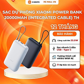 Mua Sạc Dự Phòng Xiaomi Power Bank 20000mAh (Integrated Cable) TH | Sạc Nhanh | Phù Hợp Đi Máy Bay | Hàng Chính Hãng