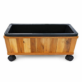 Chậu Gỗ Trồng Cây Decor Ban Công (Kèm Khay Nhựa) - Gỗ Tràm Chống Thấm, Size 48cm/68cm