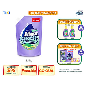 Túi Nước Giặt Xả MaxKleen Hương Vườn Sớm Mai Sạch Khuẩn Thơm Mềm Tiện Lợi & Tiết Kiệm 2.4KG