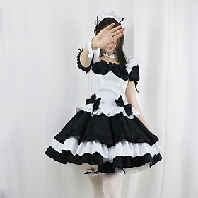 Classic Maid Costume with Apron Lolita Anime Cosplay for Halloween