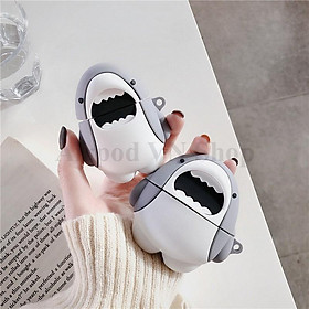 Ốp dành cho Airpods 1-2, Airpods Pro White Shark hình đẹp silicon 3D cao cấp