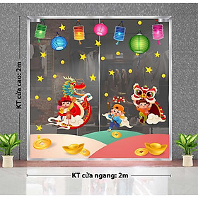 DECAL TRANG TRÍ TẾT TRUNG THU 2021 COMBO LỒNG ĐÈN SẮC MÀU ĐÊM RẰM