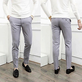 Quần Âu nam Xám Sáng Vải Chéo Loại Đẹp Quần Tây Nam co dãn không nhăn dáng hàn quốc