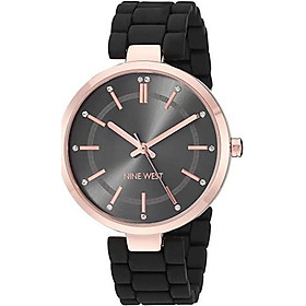 Nine West Women's Crystal Accented Rubberized Bracelet Watch