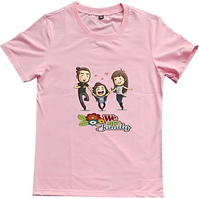 Áo Thun Gia Đình 3 Người In Họa Tiết We Are Family Màu Hồng Phấn