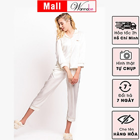 Đồ bộ mặc nhà nữ WANNABE BD35P đồ bộ quần dài áo tay ngắn pijama cổ điển viền gân sang chảnh sống mãi với thời gian