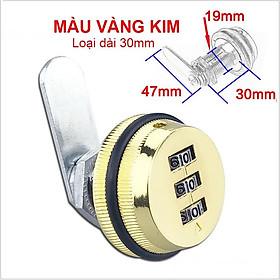 Khóa số dùng cho ngăn kéo bàn, tủ loại dài 30mm với 3 mã số có thể thay đổi được, bằng hợp kim