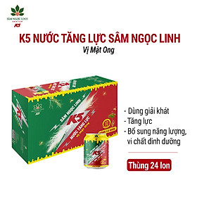 Nước Tăng Lực K5 Sâm Ngọc Linh Thùng 24 Lon Vị Mật Ong 250mlLon