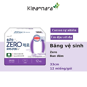 BĂNG VỆ SINH KLEANNARA ZERO OVERNIGHT BAN ĐÊM (33CM) - 12 MIẾNG