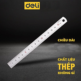 Thước Kẻ Thép Deli Các Kích Thước 15/20/30/50cmTiện Lợi - Chất Liệu Chống Mòn Gỉ - DL8015