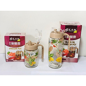 Mua Combo hai Bình đựng nước mắm đựng dầu ăn thuỷ tinh cao cấp 300ml và 500ml ( Giao màu ngẫu nhiên)
