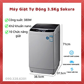 Máy Giặt Mini Tự Động 3.5kg Có Khử Khuẩn UV, Máy Giặt Đồ Trẻ Em Người Già, Máy Giặt Cửa Trên