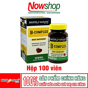 B-Complex Mason Natural Hộp 100 viên bổ sung năng lượng giảm mệt mỏi căng thẳng tăng sức đề kháng