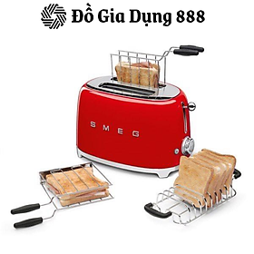 Máy Nướng Bánh Mì Sandwich Smeg, Bread Toaster, Máy Nướng Bánh Mì, Nhập Đức, BH 12 Tháng - Đỏ