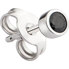 Bông tai nam bạc đính đá màu đen PNJSilver ZT00K000052-BO