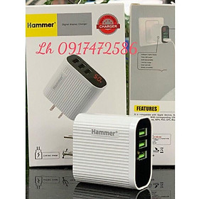 Mua CÓC SẠC ĐIỆN THOẠI HAMMER 3 CỔNG  DÒNG 5V-2A - HÀNG CHÍNH HÃNG