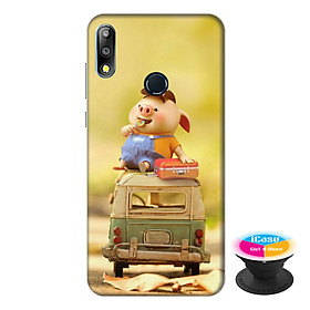Ốp lưng điện thoại Asus Zenfone Max Pro M2 hình Heo Con Ham Ăn tặng kèm giá đỡ điện thoại iCase xinh xắn - Hàng chính hãng