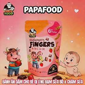 Bánh ăn dặm PAPAFOOD PAPAPUFFS Vị Dâu Tây & Ca Cao - 100% Ngũ Cố Hữu Cơ - CHO BÉ DỊ ỨNG ĐẠM SỮA BÒ & CHÀM SỮA - Gói 30G (MSMV: 8938549094070)