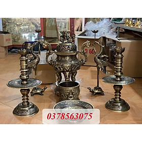 Combo bộ đỉnh thờ cao 60cm bằng đồng nguyên chất