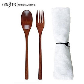 Hình ảnh Bộ đũa muỗng nĩa ONGTRE theo phong cách Nhật Bản, Tặng kèm túi vải (Màu ngẫu nhiên)