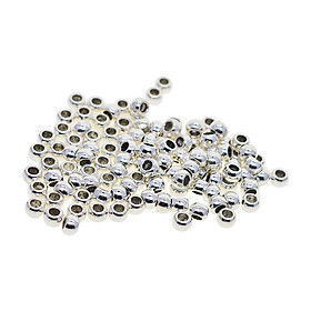 100Pc 4mm Antique Silver Rondelle Spacer Loose Beads Large Hole For Jewelry