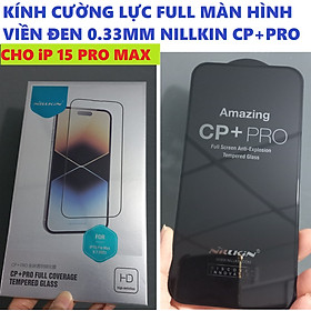 Mua  cho 15ProMax  Kính cường lực full màn hình viền đen 0.3mm cho iP 15 Pro Max 6.7inches Nillkin CP+PRO _ hàng chính hãng