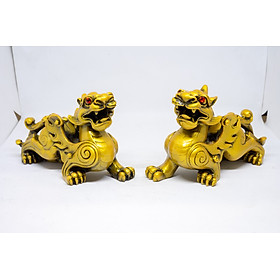 Mua Cặp tượng Tỳ Hưu phong thủy bằng đá màu vàng cao 12cm