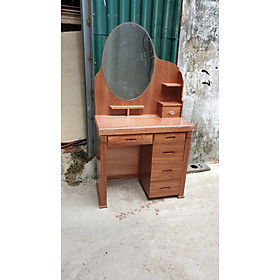 Bàn trang điểm gỗ hương xám, kiểu 5 ngăn kéo gương bầu dục