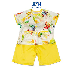 Bộ quần áo Bà Ba Lửng bé gái hoạ tiết Lá Lụa Vàng - AICDBGV4ZDYP - AIN Closet