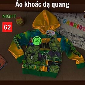 Áo khoác bé trai hình siêu nhân từ11kg-40kg. Chất thun hai da dày mịn- hình in sắc nét - G2 vàng - 11~28-30kg