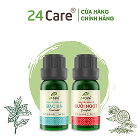 [TÙY CHỌN MÙI] Combo 2 tinh dầu Sả chanh và tinh dầu Oải hương 24Care 10ml/50ml/100ml - Xông thơm phòng, đuổi muỗi, khử mùi - Tinh dầu Bạc Hà/ Quế/ Bưởi/ Tràm Huế/ Hoa Hồng/ Ngọc Lan Tây