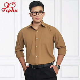 Áo somi nam Amazing, thời trang công sở cao cấp trung niên, form rộng dáng suông, dài tay, đuôi tôm, big size