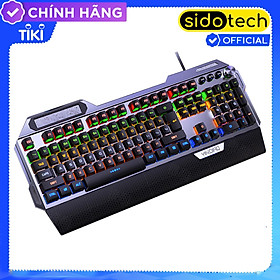 Bàn phím cơ gaming RGB SIDOTECH K100 Version 2 dòng bàn phím máy tính chơi game trục cơ học 104 phím có kê tay chống mỏi chế độ LED RGB cảm giác gõ phím thật tay tiếng gõ êm, không phải bàn phím giả cơ, nâng cấp núm xoay đa phương tiện - Hàng Chính Hãng