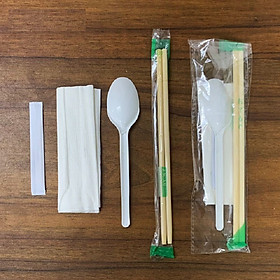 Mua COMBO 50 Bộ Đồ Ăn Dùng 1 Lần   Đũa  Thìa  Tăm  Khăn Giấy  Tiện Lợi  Sạch Sẽ  Gía Sỉ.