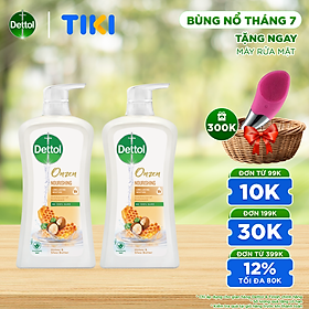 Combo 2 chai sữa tắm Dettol Onzen mật ong kháng khuẩn và dưỡng thể - chai 950G