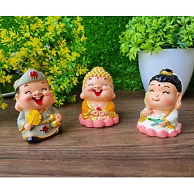 Bộ 03 tượng Phật Tổ - Quan Âm - Tế Công size 6cm