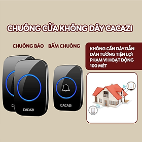 Chuông cửa không dây thông minh CACAZI A10, chống nước khoảng cách sử dụng trong 300M, 60 loại nhạc chuông, 110 DB