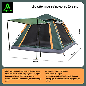 [Cao cấp] Lều cắm trại, picnic 4 cửa tự bung Agnite - dễ dựng - tiện lợi - thống thoáng - sức chứa lớn - VS4011/VS4012