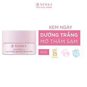 Kem Dưỡng Senka Sáng Da Chống Nắng Ban Ngày Aqua Bright Glow UV Moist Whip SPF25 PA++++ 50g - Kem ngày