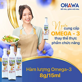 Dầu hạt lanh ép lạnh bền nhiệt OHAWA - Nhập khẩu Canada - Giàu Omega 3 - Hữu cơ - Lành mạnh - Phù hợp Eat Clean, Trộn salad - Cho bé ăn dặm - Chai 250ml