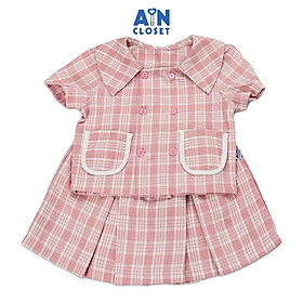 Set vest phối quần váy bé gái họa tiết Caro Hồng Tuytsi - AICDBG5J7PRM - AIN Closet