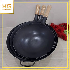 Mua Chảo thép đen 1 quai tay cầm gỗ 32cm 36cm 40cm