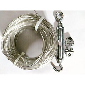 Mua Dây cáp thép bọc nhựa phi 4. Dây cáp lụa chịu lực bọc nhựa 4mm tặng kèm tăng đơ và ốc siết cáp