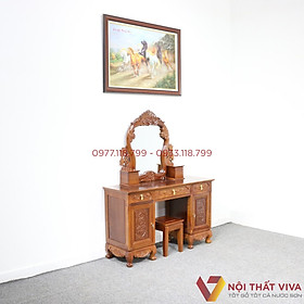Mua Bàn Trang Điểm Gỗ Lát Chạm Hoa Văn Đẹp Giá Rẻ