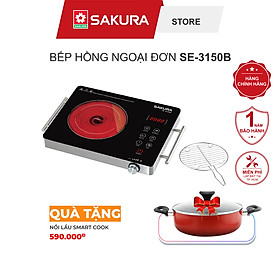 Bếp Hồng Ngoại Đơn SAKURA SE-3150B (2000W) - Tặng Kèm Vỉ Nướng - Hàng Chính Hãng